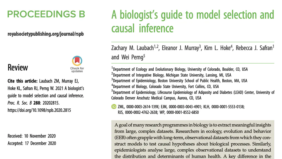 A biologist’s guide to model selection and causal inference